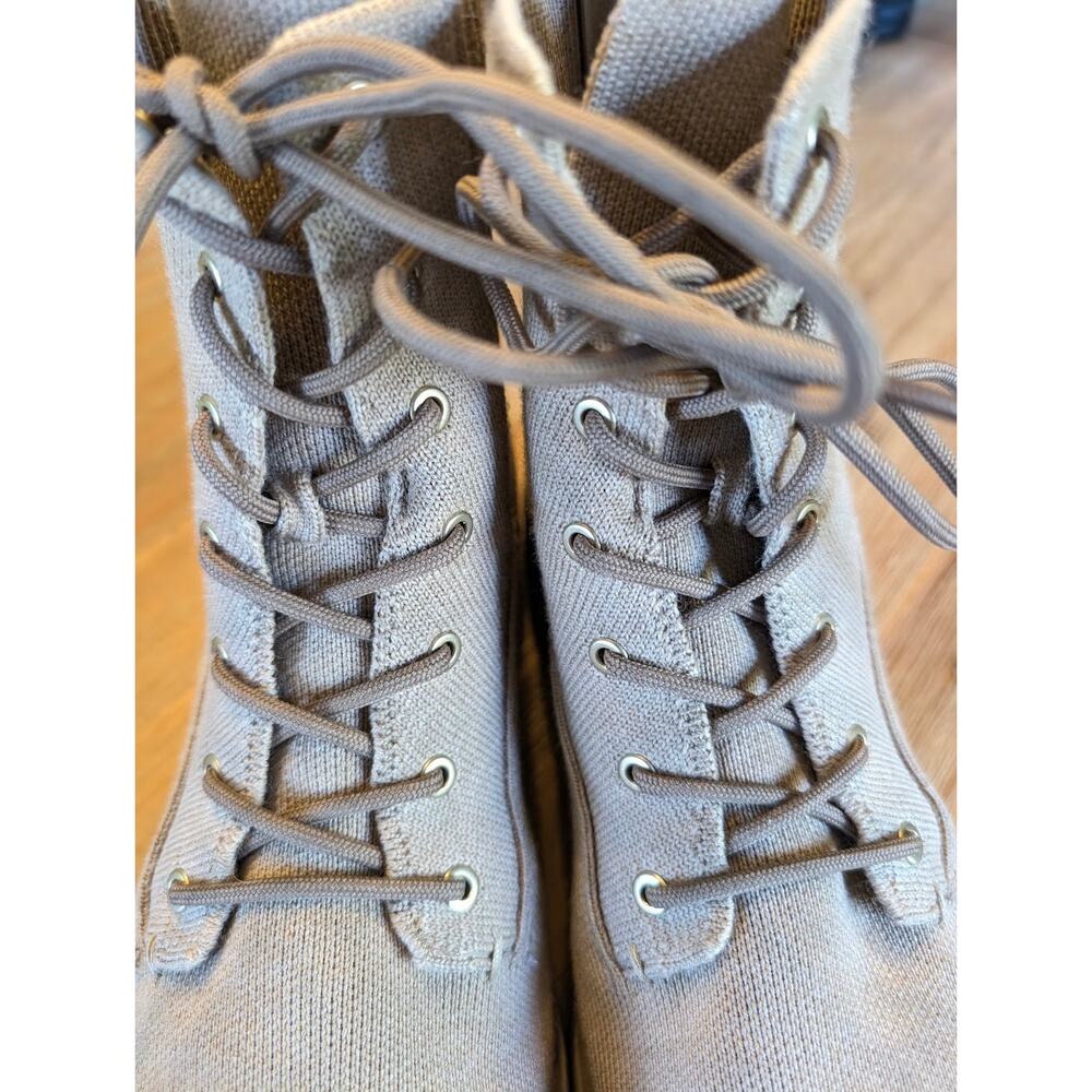 Rothy's The Laced Lug Boot Hickory Tan Knit Combat Ankle Boots Women's Size 8 - Picture 5 of 10